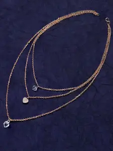 Mahi Rose Gold & White Alloy Rose Gold-Plated Layered Necklace