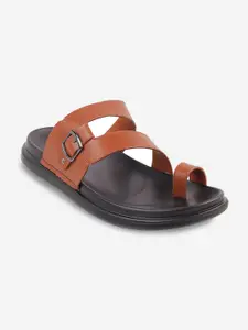J.FONTINI Men Tan & Black Comfort Sandals