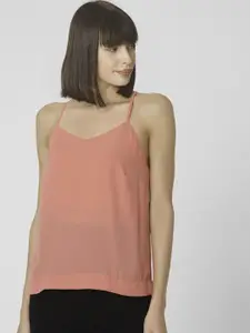 Vero Moda Women Peach-Coloured Solid Regular Top