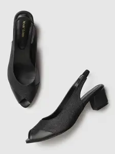 Marc Loire Women Black Woven Design Peep Toes