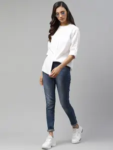Harvard Women White Regular Fit Solid Casual Shirt
