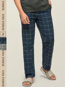 XYXX Men Pack Of 2 Checked Super Combed Cotton Lounge Pants