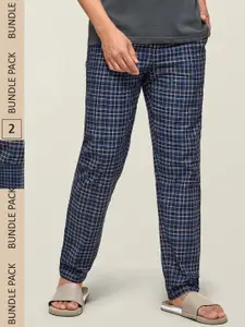 XYXX Men Pack Of 2 Checked Super Combed Cotton Antimicrobial Lounge Pants