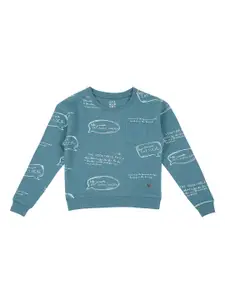 Ed-a-Mamma Boys Blue Printed Sustainable Sweatshirt