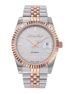 Mathey-Tissot Men Silver-Toned Swiss Made Mathy III Automatic Dial Watch H1810ATRA