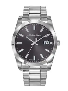 Mathey-Tissot Men Silver-Toned Swiss Made Mathey I Quartz Black Dial  Watch H450AN