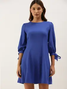 Flying Machine Blue Solid A-Line Dress