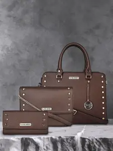 FLYING BERRY Set of 3 Brown Solid Handbags Combo