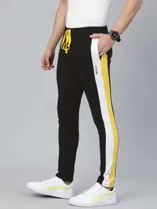 The Indian Garage Co Men Charcoal Grey Solid Regular Fit Track Pants with Side Stripes