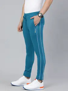 The Indian Garage Co Men Blue Solid Slim-Fit Track Pants With Side Stripes