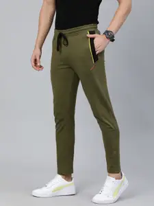 The Indian Garage Co Men Olive Green Solid Regular Fit Track Pants