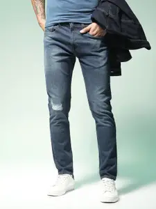 Flying Machine Men Blue Michael Slim Tapered Fit Heavy Fade Stretchable Jeans