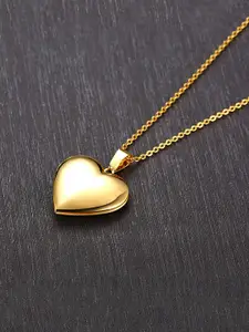 Yellow Chimes Gold-Plated Openable Heart Frame Pendant with Chain