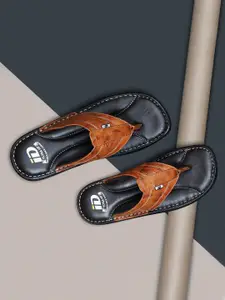 ID Men Tan Brown Leather Comfort Sandals