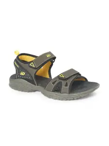 ID Men Grey & Yellow Sports Sandals