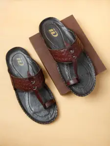 ID Men Brown Leather Comfort Sandals