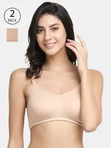 Inner Sense Pack of 2 Nude-Coloured Organic Cotton Antimicrobial Maternity Sustainable Bra IMB004A_4A