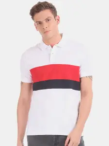 Aeropostale Men White & Red Colourblocked Polo Collar T-shirt