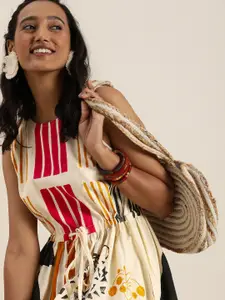Taavi Women Multicoloured Wild Tribe Printed Sustainable Pure Cotton Midi Dress