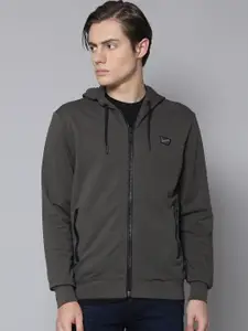 Antony Morato Men Charcoal Solid Hooded Sweatshirt