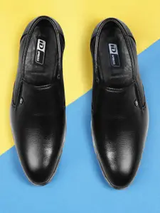 ID Men Black Solid Formal Slip-On Shoes