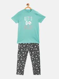 Sweet Dreams Boys Green & Charcoal Grey Conversational Print Pyjamas Set