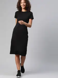 HERE&NOW Black Solid Bodycon Dress