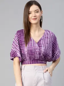 plusS Trendy Purple and White Solid Wrapped Top