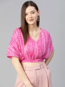 plusS Pretty Pink and Off-White Dyed Wrapped Top