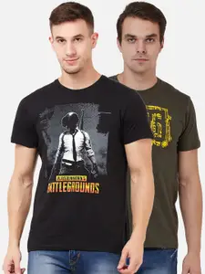 Free Authority Men Pack of 2 Printed PUBG Pure Cotton T-shirts
