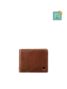 Impulse Men Brown Solid Leather RFID Two Fold Wallet