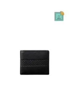 Impulse Men Black Textured Genuine Leather Two Fold Wallet