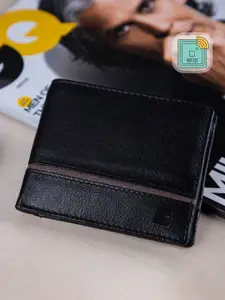 Impulse Men Black Solid Three Fold Wallet