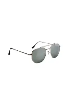 GIO COLLECTION Men Green Lens & Silver-Toned Oval Sunglasses GM3648C04