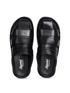 Ajanta Men Black Leather Comfort Sandals