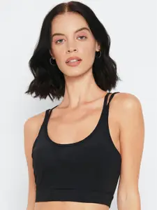 FOREVER 21 Black Solid Non-Wired Non Padded Workout Bra