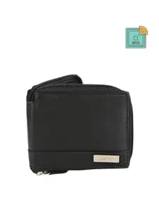 WildHorn Men Black Textured Zip Around Wallet