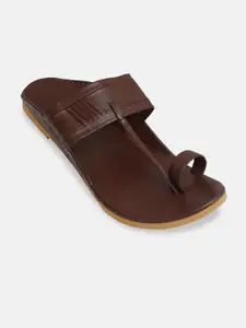 PANAHI Men Brown Genuine Leather Comfort Sandals