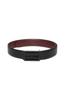 Tommy Hilfiger Men Black & Burgundy Reversible Leather Belt