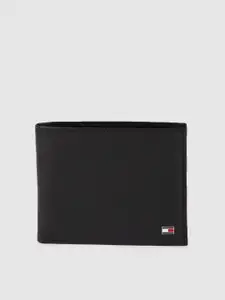 Tommy Hilfiger Men Black Solid Leather Two Fold Wallet