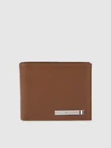 Tommy Hilfiger Men Tan Brown Solid Leather Two Fold Wallet