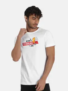 PUMA x Dream11 Men White Printed Round Neck Cotton Slim Fit T-shirt