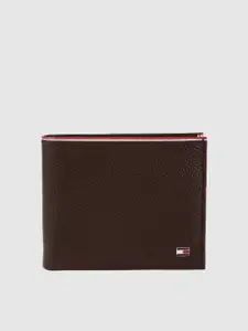 Tommy Hilfiger Men Brown Solid Leather Two Fold Wallet