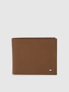 Tommy Hilfiger Men Brown Textured Leather Two Fold Wallet