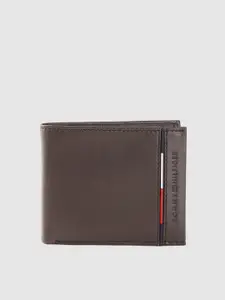 Tommy Hilfiger Men Brown Solid Leather Two Fold Wallet