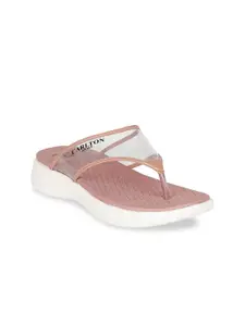 Carlton London sports Women Pink & Transparent Solid Thong Flip-Flops