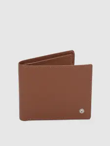 Allen Solly Men Tan Checked Two Fold Leather Wallet