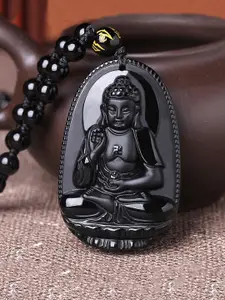 Yellow Chimes Black Alloy Handcrafted Necklace