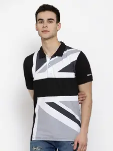 Pepe Jeans Men Black Colourblocked Pure Cotton Polo Collar Pure Cotton T-shirt