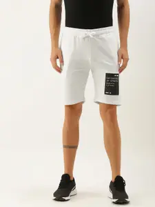 Difference of Opinion Men White Brand Logo Printed Mid-Rise Regular Shorts